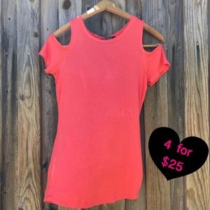 CORAL COLD SHOULDER TOP SIZE S